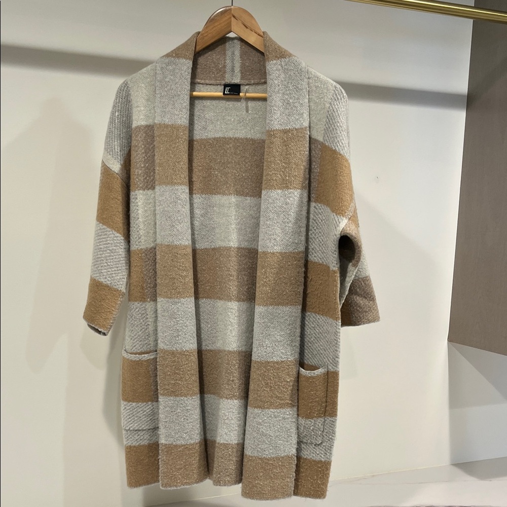 Cozy Striped Open Cardigan